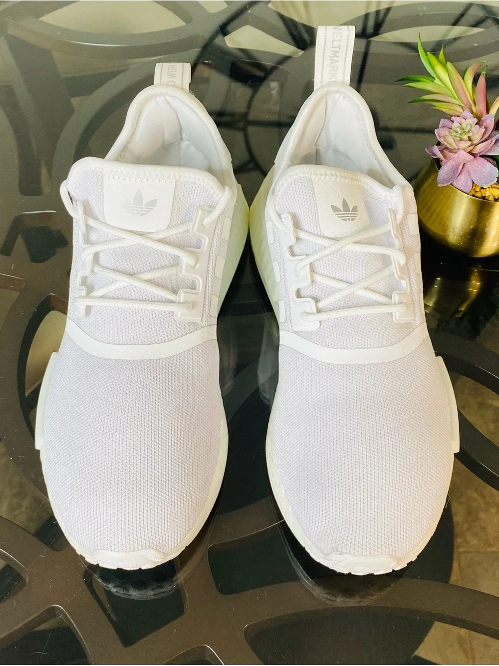 adidas NMD R1 Triple White All White Women's Running Shoes Size 9